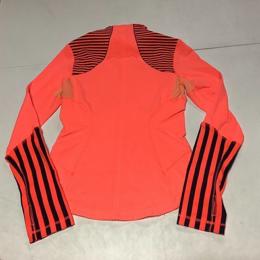 Women's Lululemon Forme Neon Full Zip Stripe Jacket Size 6 Orange Coral - Picture 4 of 9